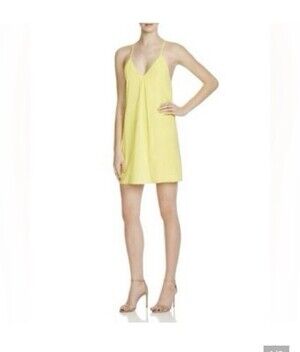 Alice And Olivia Guerra Y Racer Back Dress Yellow Size L . 95% Silk